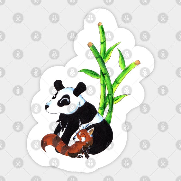 Panda Duo Sticker by KristenOKeefeArt